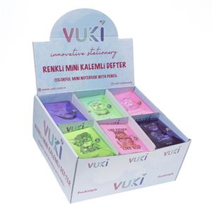 Vuki Renkli Mini Kalemli Not Defteri Kedi VK-0114-06
